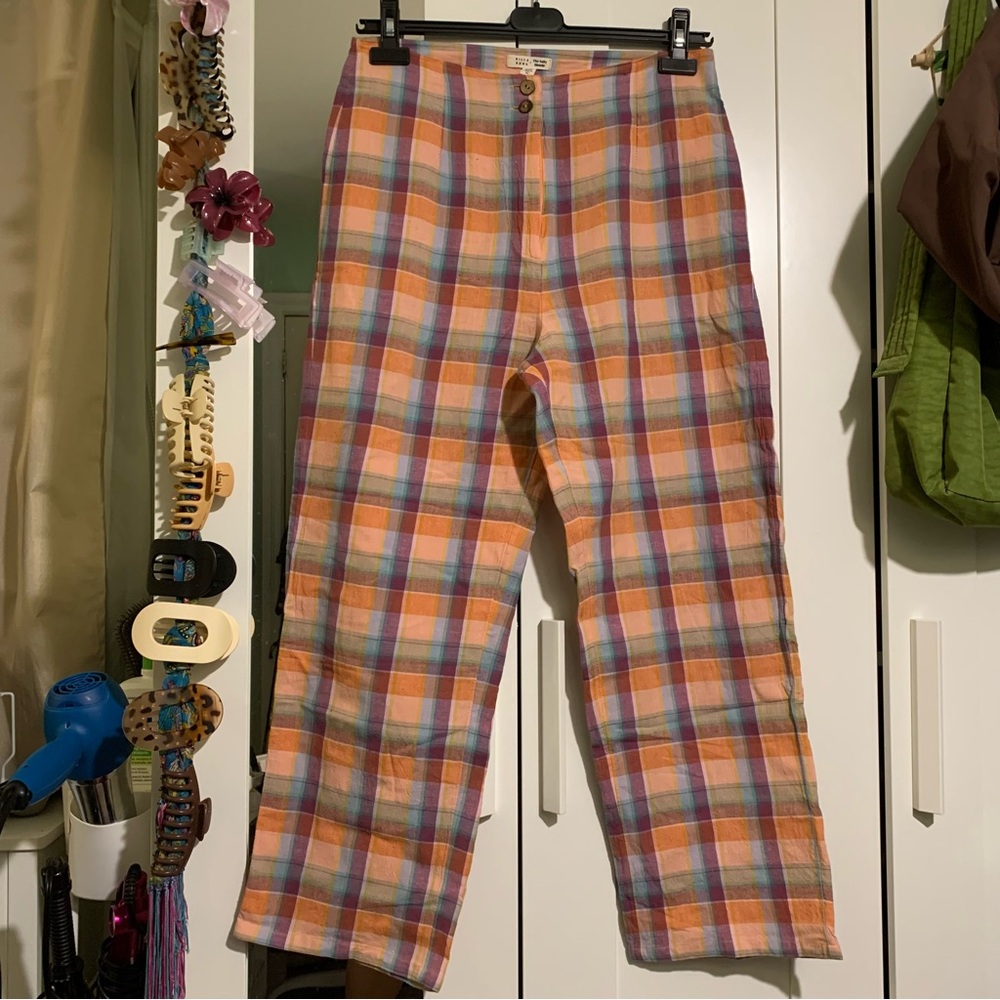 Multicolor Plaid Women's Pants